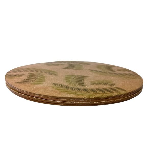 Fern Leaf Round Placemats x 4 PINO Fine Paper Creations Tropical Textured Beach. - Picture 6 of 16